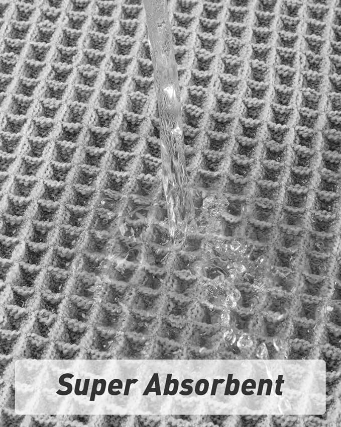 AMOAMI Upgraded Waffle Bath Mat, Super Absorbent Non Slip Bath Mats for Bathroom Floor, Machine Washable Bathroom Rugs with Tassels, Rubber Backed Bathroom Mats, Ultra Soft, 18" x 30", Grey