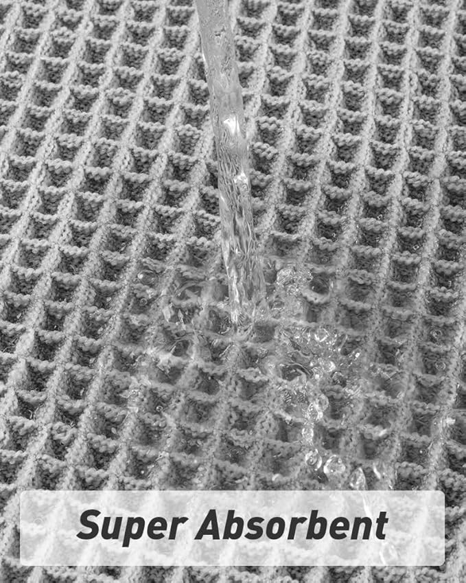 AMOAMI Upgraded Waffle Runner Rug Super Absorbent Non Slip Bath Mats for Bathroom Machine Washable Bathroom Runner Rug with Tassels, Ideal for Hallway Bedroom Laundry Room, Light Grey, 17" x 60"