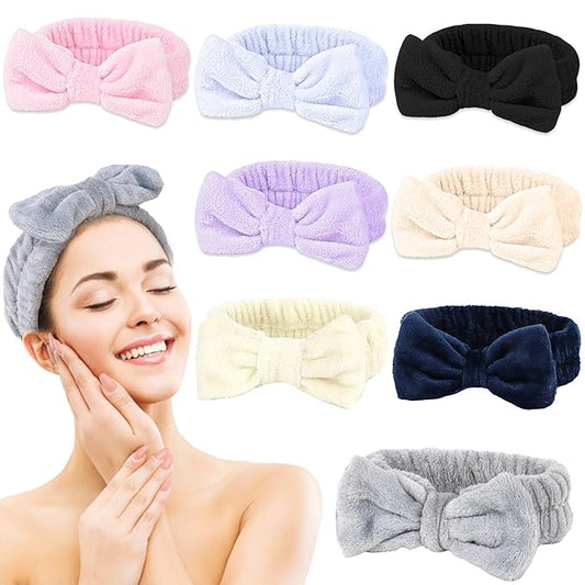 AMCAMI 8 Pack Skincare Spa Headband for Washing Face Makeup Face Wash Headband for Women Facial Towel Hairbands Spa Party Supplies for Girls Women