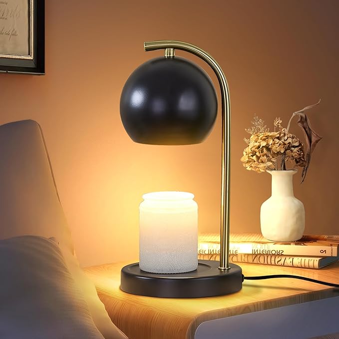 Candle Warmer Lamp Gifts for Women - Dimmable Scented Wax Melt Warmer with Timer - Housewarming Gifts for Home Bedroom Decor, Xmas Birthday Gifts for Mom, 2 Bulbs, Black