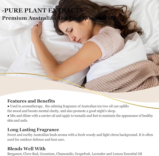 EUQEE Australian Tea Tree Essential Oil (4 oz/118 ml) Premium Grade Australian Tea Tree Oil Essential, Perfect for Diffusers, Humidifier, Candle Making, Soap & Candle Making