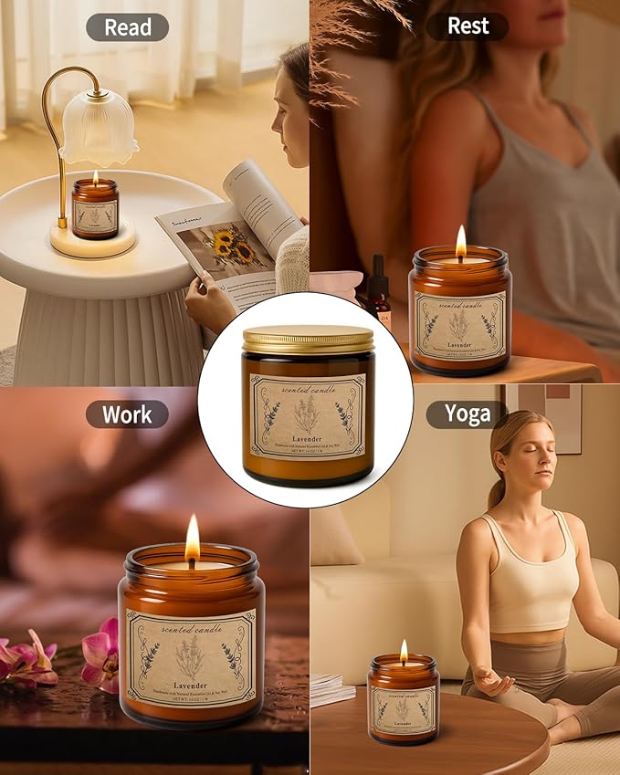 Candles for Home Scented, 16oz Large Soy Wax Lavender Scented Candle, 100 Hour Burn Time, Aromatherapy Candle, Ideal for Christmas, Anniversary, Birthday Gift