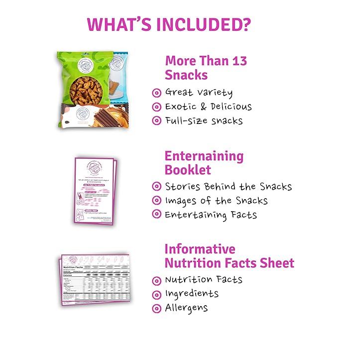 Midi International Snack Box | Premium Exotic Foreign Snacks | Unique Snack Food Gifts Included | Purple Theme Box | Candies from Around the World | 12 Full-Size + 1 Bonus Snacks