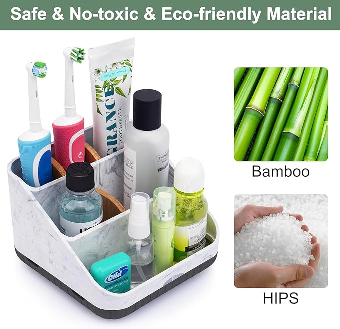 Chintu Toothbrush Holders for Bathroom Counter Organizer - 6 Slots Kids Tooth Brushing Holder Rustic Toothbrush and Toothpaste Holder for Vanity Organization Farmhouse Electric Toothbrush Caddy Black