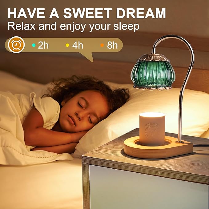 Candle Warmer Lamp with Timer,Dimmable Candle Warmer Light Adjustable Warmer Gift for Women Fragrance Candle Holders for Home Decoration,Green