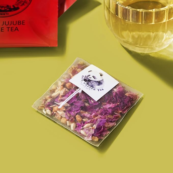 Sour Jujube Rose Herbal Tea Gift Set – Caffeine-Free Fruit Tea for Sleep and Immune Support | 20 Bags + 100g Rock Sugar | Natural Wellness Drink | Elegant Holiday Gift Box for Women, Mom, Friends