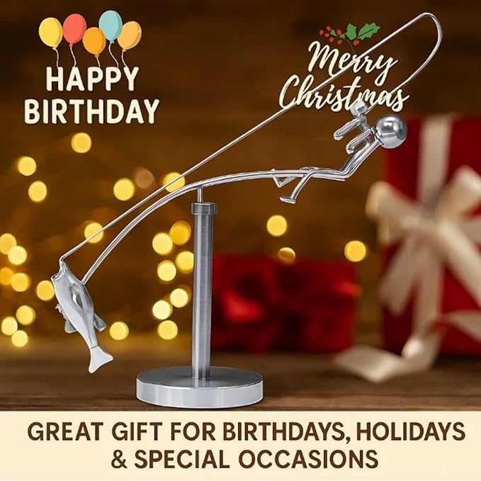 Fisherman Balancing Sculpture - Kinetic Balance Art Decor, The Fisherman Balancing Sculpture Ornament, Creative Balancing Sculpture for Home Office (1PCS)