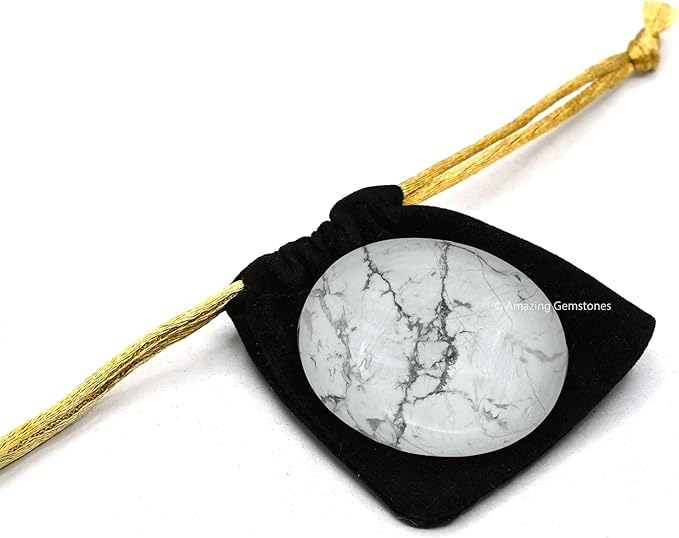 Amazing Gemstone Howlite Crystals and Healing Stones - Large Palm Stone Crystals Piedra - Crystal for Good Luck, Balanced Positive Energy, Meditation - Unique Stocking Stuffers Gifts for Women, Men