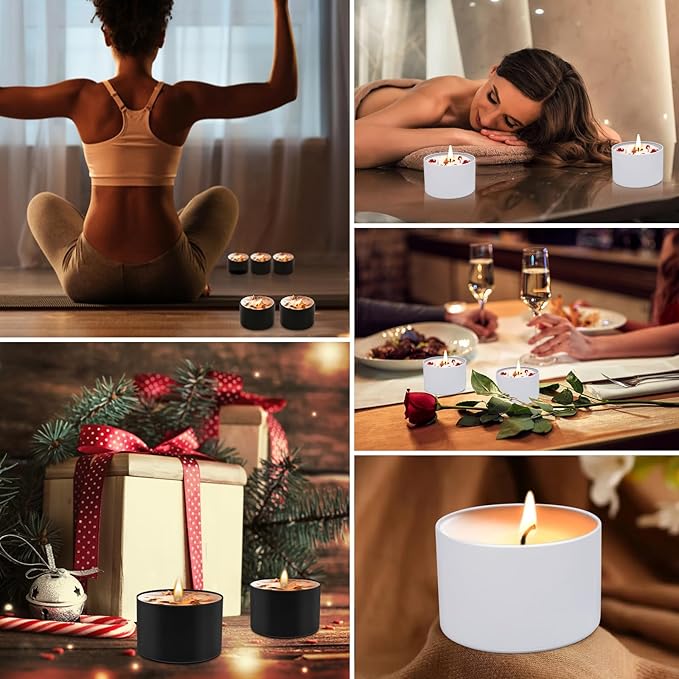 24-Pack White and Black Candle Jars, 12pcs 4oz + 12pcs 8oz Candle Tins for Making Candles, Empty Candle Jars for Making Candles Bulk Candle Containers - White & Black