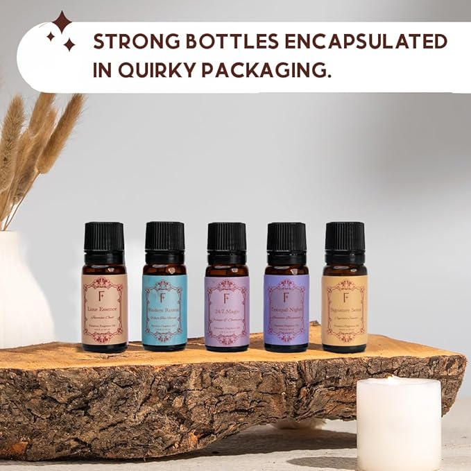 Folkulture Essential Oils for Home | Set of 5 (0.34 fl oz x 5) Hotel Collection Diffuser Oil | Lavender Essential Oil or Oud Oils for Relaxation | Jasmine Essential Oil or Cypress Scents for Women