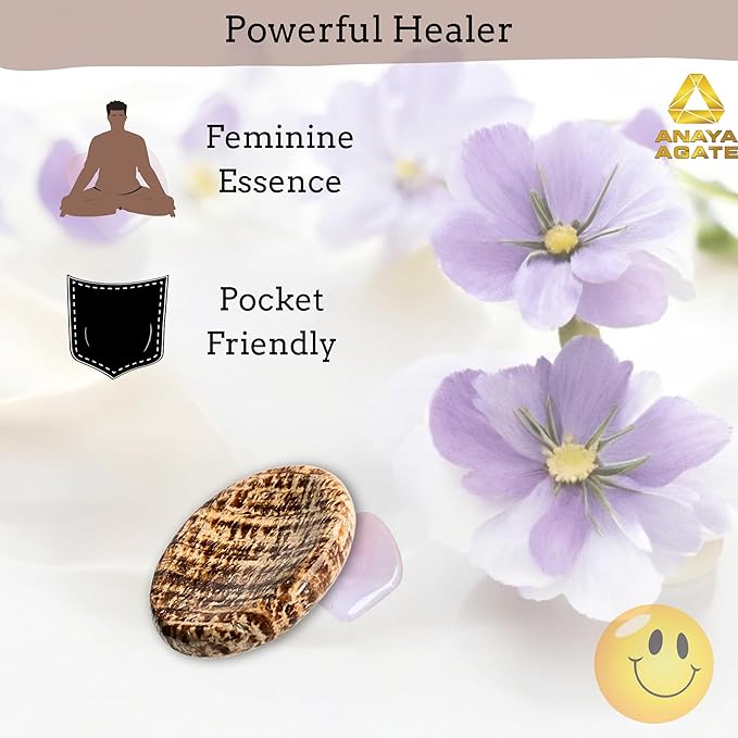 Aragonite Worry Stones – Crystal Thumb Worry Stone for Anguish, Stress – Relaxing & Soothing Balance Stones for Meditation, Relief – Healing Stones & Crystals for Men & Women