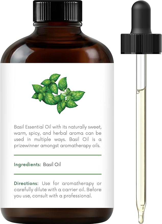 Handcraft Blends Basil Essential Oil – Huge 4 Fl Oz – 100% Pure and Natural – Premium Grade Essential Oil for Diffuser and Aromatherapy, Skin, Massage, Candle and Soap Making Fragrance