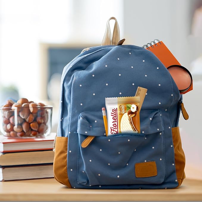 Fiorella Crunch Wafer Cookies, White Chocolate Covered Crispy Thin Crunch Wafers with Hazelnut Cream Filling, Chocolate Biscuits, 18 Individually Wrapped Snacks, Pack of 1