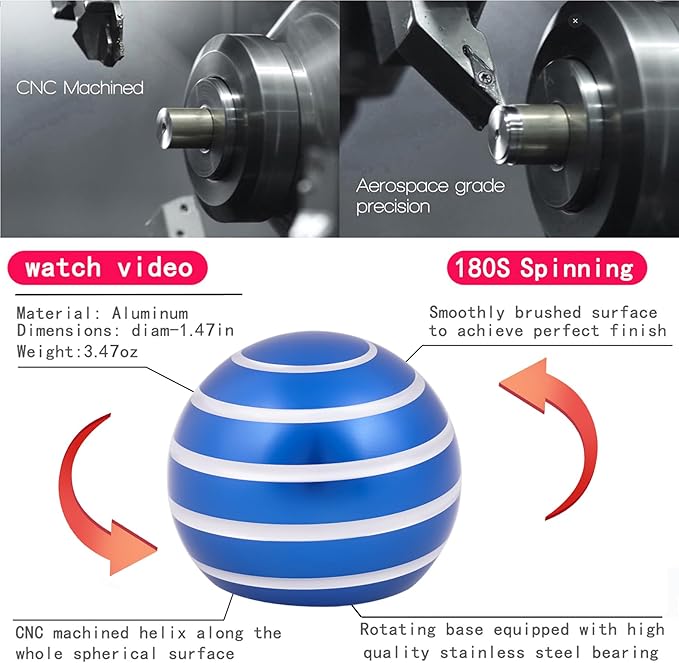 Desk Toys for Fidget Kinetic Cool-Gadgets: 180 Seconds Spinning Toy, Cool-Stuff Thing for Adult Teen Children Kid, Optical-Illusion Stress-Relief Gifts Ball for Man Women Home Office School Christmas