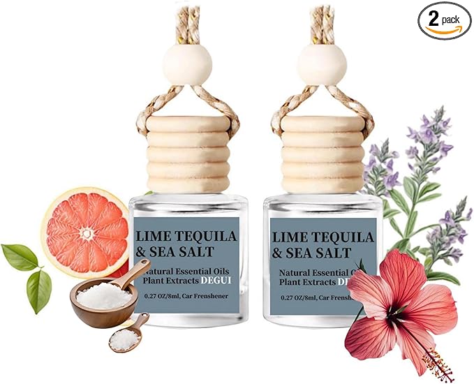 2Pack Blood Orange Tequila and Sea Salt Scented Automotive Air Freshener Set, Car Accessories Decoration Hanging Scented Car Diffuser for Men Women