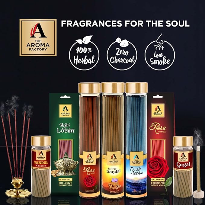 The Aroma Factory Strawberry Shine Charcoal Free Incense Stick, Scented Agarbatti, 100% Herbal Premium Aromatherapy, Meditation Prayer Relaxation, Crafted for Luxury Seekers (100g)