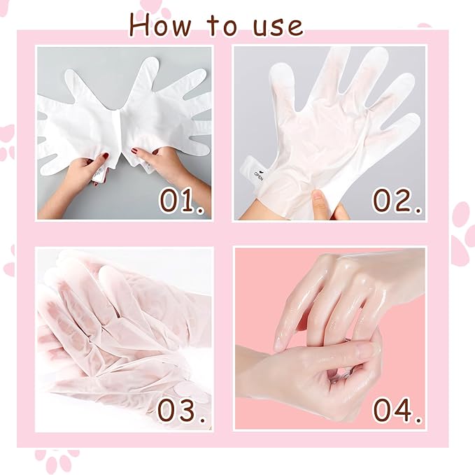 Hand Masks, 6 Pairs Hydrating Exfoliating Hand Peeling Mask, Smooth Hand Masks Moisturizing Gloves Overnight for Dry, Rough, Cracked Hands, Hand Skin Moisturizer Glove for Women Men（E
