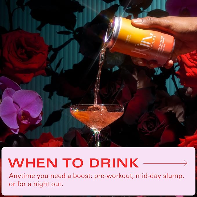 Kin Euphorics Kin Spritz Non-Alcoholic Functional Beverage | Invigorating Booster | Adaptogen & Nootropic Drink | Rhodiola Rosea, 5-HTP, GABA | Ready to Drink | 8 Fl Oz (8pk)