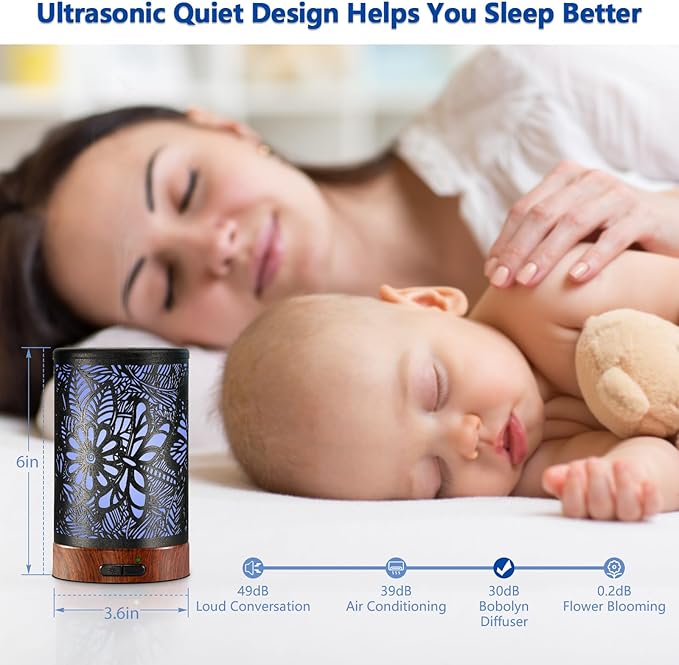 Essential Oil Diffuser Aromatherapy Diffuser - Metal Aroma Diffuser for Home 150ml Ultrasonic Cool Mist Diffuser with 7 Colors Light Waterless Auto-Off for Home Office Decor & Gift (Dragonfly)