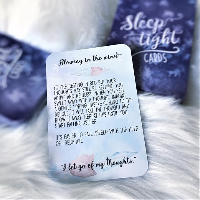 Sleep Tight Cards – 45 Meditation and Mindfulness Cards - Calm Down and Relax & Relief Stress and Anxiety - Self Care, Therapy & Counseling Tool