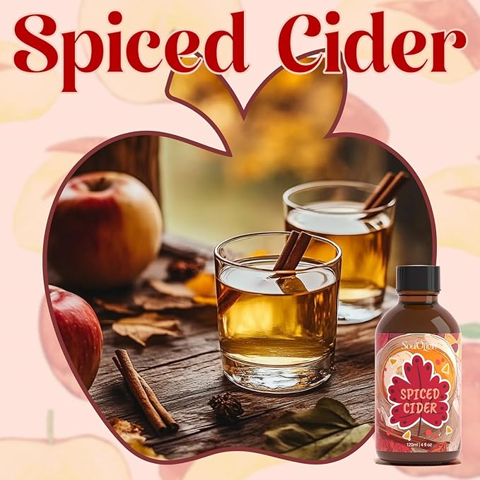 Autumn Spiced Cider Essential Oil 120ml (4 Fl Oz), Natural Fall Fragrance Oils for Aromatherapy Essential Oil Diffuser, Fragrance Lamps Humidifier, Massage, Candle Making, Gifts for Women