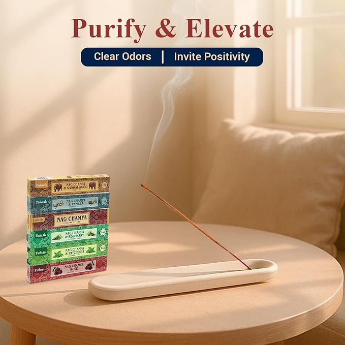 Nag Champa Incense Sticks with Natural Oils, Assorted Incense Set of 12 Scents - Lavender, Rose, Sandalwood, Vanilla, White Sage, Cinnamon, Rosemary, Positive Aroma for Meditation, Yoga Thanks Giving