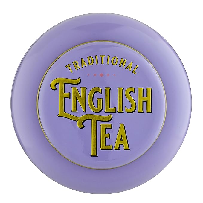 New English Teas VIntage Victorian Tea Caddy with 80 Earl Grey Teabags – Lilac – Forget Me Not Florals & Classic Tea Set Design