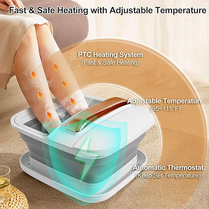 Collapsible Foot Spa with Heat and Massaging,Remote Control,Water Jet,Rollers Massage,Temperature Control, Red Light,Pedicure Kit Foot Spa Foot Bath