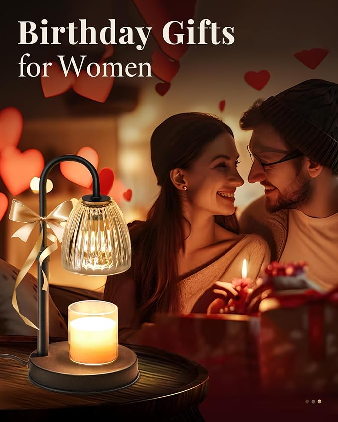 2 Pack Dimmable Candle Warmer Lamp with Timer Adjustable Height, Birthday Gifts for Women, Home Decor House Warming Gift for Mom, Modern Electric Wax Melt Warmer for Scented Jar Candles