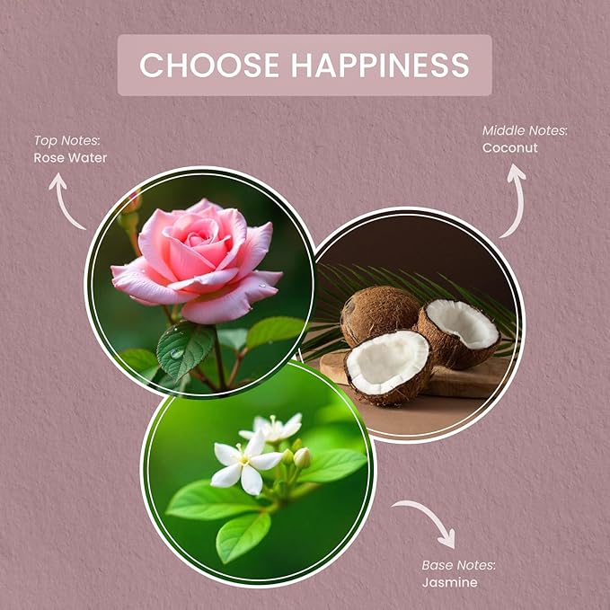 Carolina Choose Happiness 16 oz Scented Candle, 2 Wick Wellness Relaxing Candle, 60H Burn Time, Ideal for Creating a Welcoming Home - Made in The USA