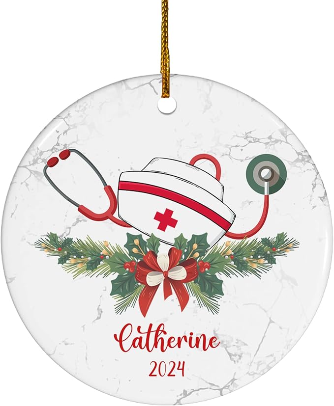 FLOCHIL Personalized Nurses Christmas Ornaments, Custom Ornaments Nurse with Name, Best Nurse Ornament, Gifts for Women, Christmas