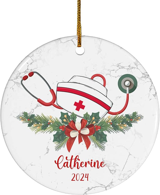 FLOCHIL Personalized Nurses Christmas Ornaments, Custom Ornaments Nurse with Name, Best Nurse Ornament, Gifts for Women, Christmas