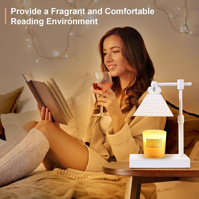 Candle Warmer lamp with Timer Dimmable,USB ChargingPortcandle Candle Lamps,Cute Candle Warmer Suitable for Home Decoration,Bedroom and Living Room decoratio(White)