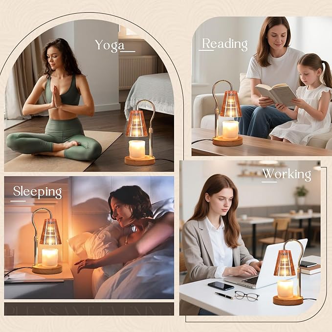 SnowBB Candle Warmer Lamp with Timer Dimmer, Adjustable Height, Birthday Gifts for Women Mom Friend Sister, House Warming Gift New Home Decor, Vintage Wax Melt Warmer, Christmas White Elephant Gifts