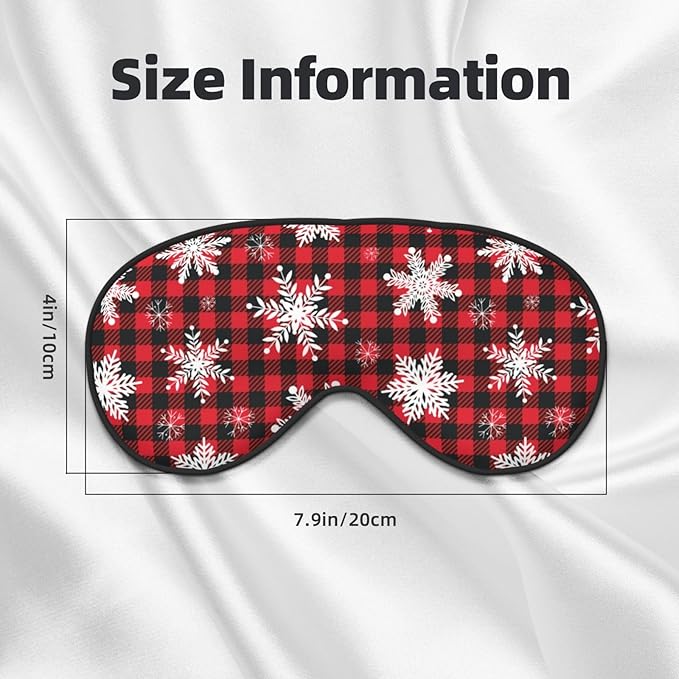 Christmas Sleeping Eye Mask Snowflakes on Buffalo Plaid Eye Mask for Sleeping Soft Comfort Eye Shade Blackout Eye Cover for Deep Rest Travel Nap Meditation