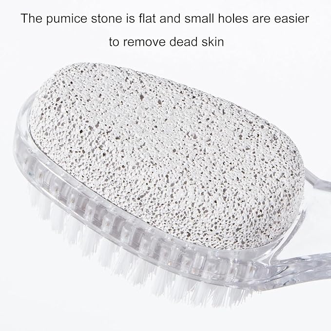 4 Pcs Foot Pumice Stone Brush Calluses Remover, Large Foot Scrubber Foot File with Handle 2 in 1 Suitable for Horniness Foot Spa, Foot Care Smooth Skin (Transparent)