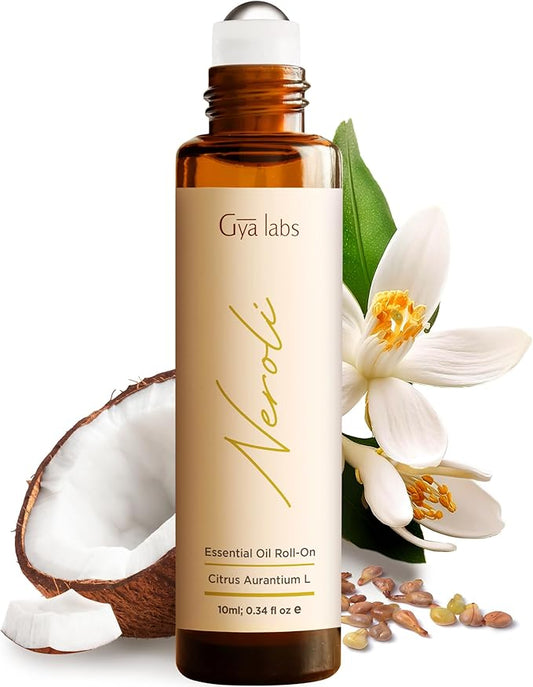 Gya Labs Neroli Essential Oil Roll On - 0.34 Fl Oz - Travel Size Roller for Camping, Skin, Aromatherapy Relief, Convenience