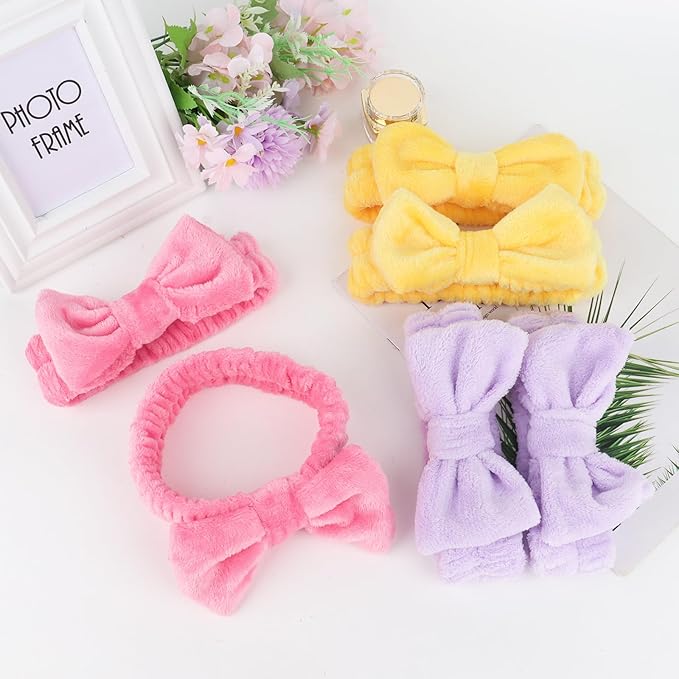 Casoty 6 Pcs Spa Headband, Hair Band for Washing Face, Cheetah Makeup Headband, Skincare Headbands, Soft Fleece Hairband for Face Washing Yoga
