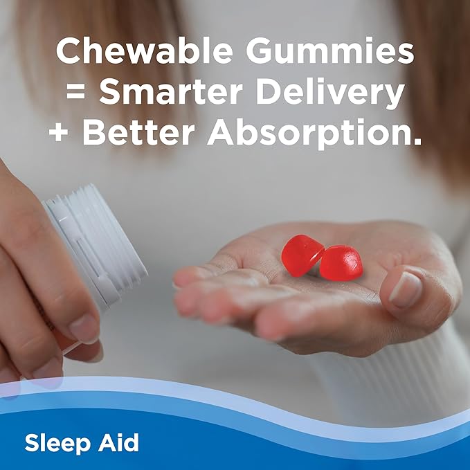 CalmCo Adult Sleep Aid Gummy Bites - Non-Habit Forming Sleep Support with 25mg Diphenhydramine, Easy-to-Chew Nighttime Sleep Aid Gummies, Promotes Better Sleep, and Fall Asleep Faster, 20 Count