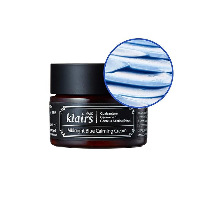 DearKlairs Midnight Blue Calming Cream – Soothing Face Moisturizer for Oily & Sensitive Skin, Redness Relief & Hydrating, Lightweight Texture, 1.05 Fl Oz