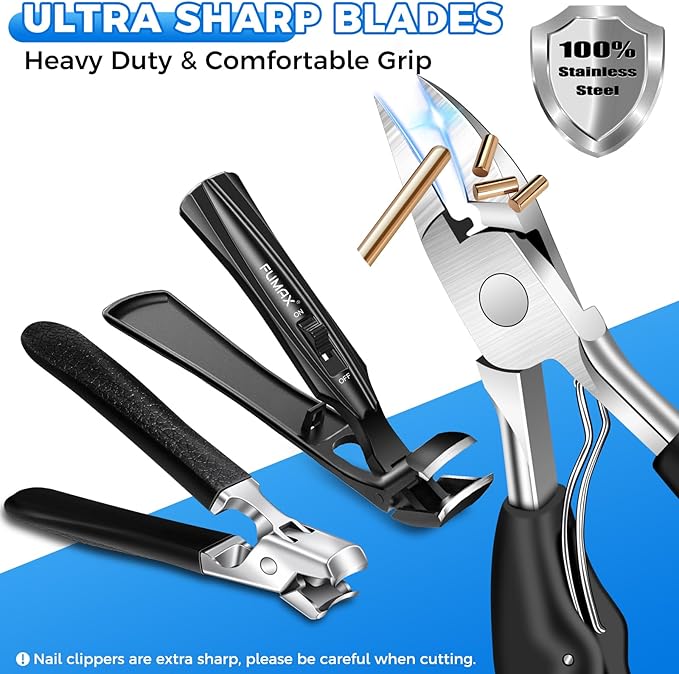 2025 Toenail Clippers for Thick Toenails for Seniors, Large Angled Toe Nail Clippers for Thick Nails for Men, Heavy Duty Professional Ingrown Toenail Clippers Long Handle Nail Clippers with Catcher