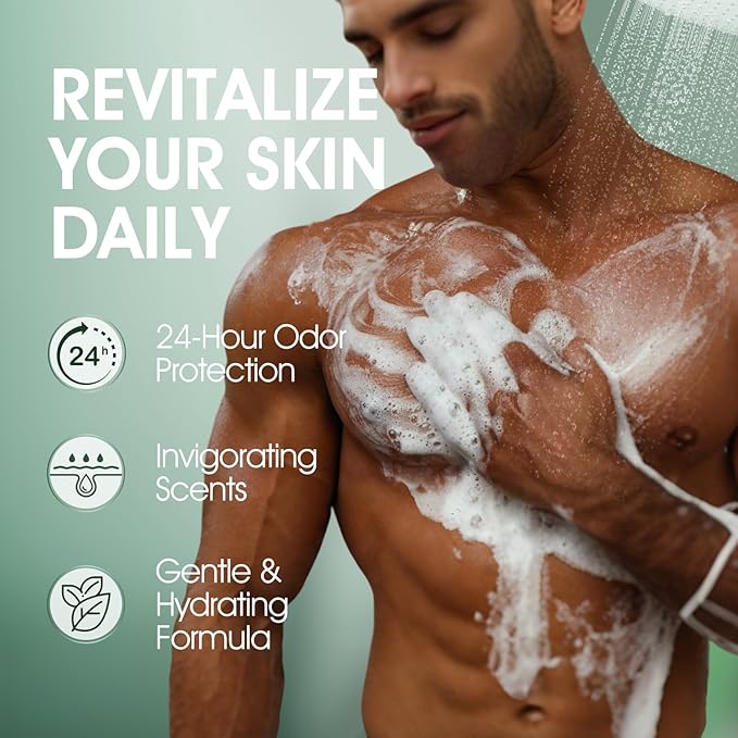 Eucalyptus & Tea Tree Oil Deodorizing Body Wash for Men & Women - 24 Hour Odor Control Shower Gel, Nourish & Sooth Dry, Itchy Skin, Natural Odor Control with Coconut Oil, Sulfate & Paraben-Free