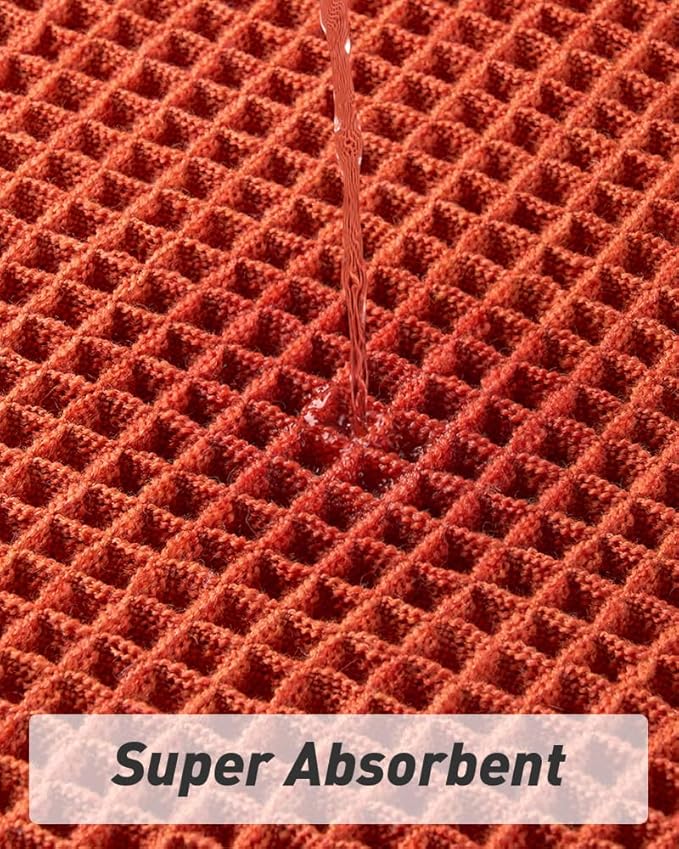 AMOAMI Upgraded Waffle Runner Rug Super Absorbent Non Slip Bath Mats for Bathroom Machine Washable Bathroom Runner Rug with Tassels, Ideal for Hallway Bedroom Laundry Room, 17" x 60", Orange