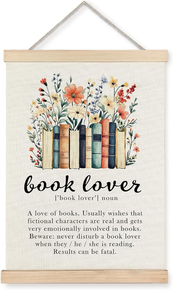 Exqcom Vintage Floral Book Lover Wall Art Poster, Reading Nook Decor, Book Club Decorations, Bookish Reading Posters for Reading Room Corner Library Classroom, 12x16 Inches