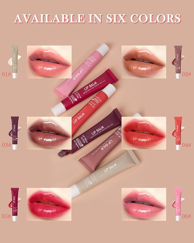 Butter Tinted Lip Balm-3 Colors Vanilla Beige Brown Pink Sugar Lip Gloss,Clear Jelly Yummy Tint Lip Stain,Long Lasting Hydrating Glow Reviver Lip Care Oil,Thanksgiving Makeup Gift for Women-Set A