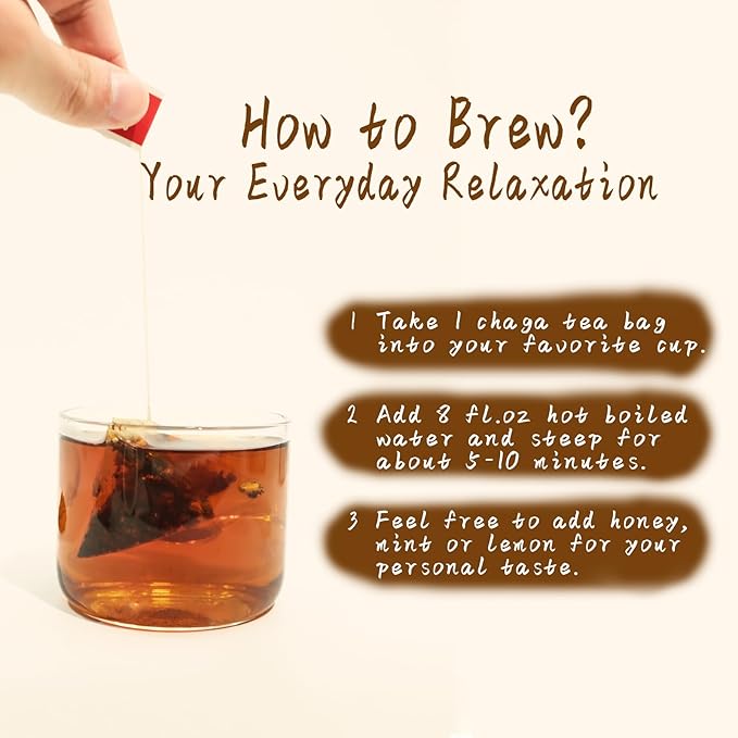 Jarteela - Chaga Tea, 50 Teabags, 2.5g/bag - Chaga Mushroom Tea Bag - Premium Herbal Tea Bags - Non-GMO - Caffein-free Tea- Improve Liver and Skin Health (Pack of 2)