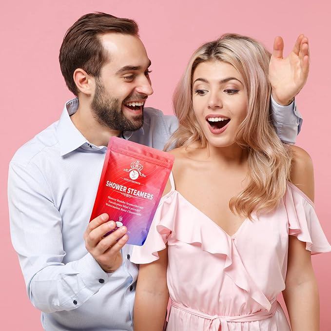 Shower Steamers Aromatherapy, 18-Pack Shower Bombs Christmas Stocking Stuffers for Teen Girls Women Wife, Organic Eucalyptus Mint Rose Lavender Chamomile Watermelon Essential Oil, White Elephant Gifts