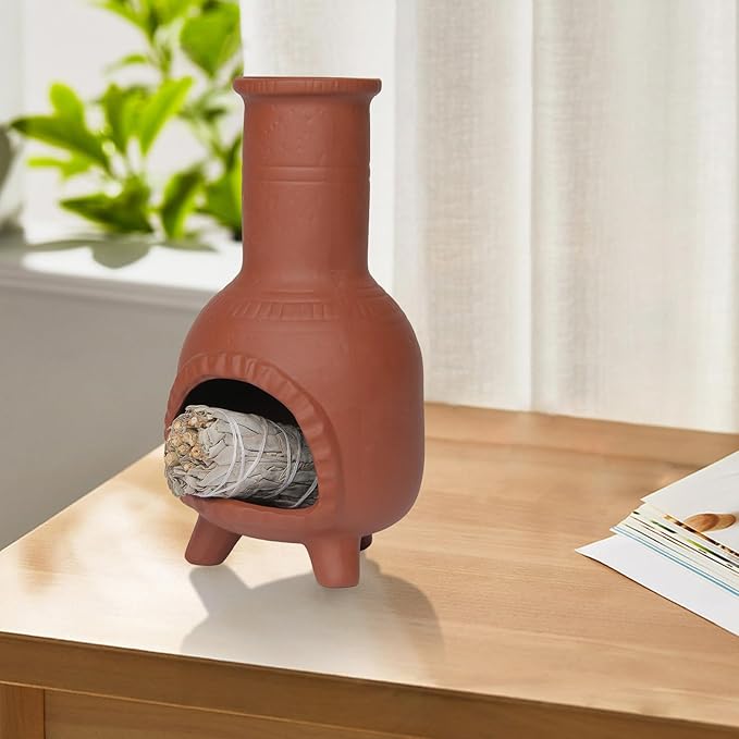 Handmade Ceramic Palo Santo Burner, Palo Santo Holder, Small Chimney for Burning Incense Cones, Sticks and Sage, Meditation Yoga Smudge Bowl, Chimeneas Incense Holder, Energy Purification