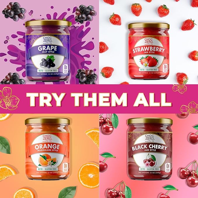 ChocZero Raspberry Jam Preserves, No Added Sugar, Keto Fruit Spread, Great Source of Fiber, All Natural, 12 Ounces (Pack of 1)