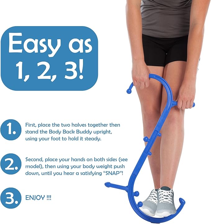 Body Back Buddy Classic USA Made Handheld Full Body Massage Cane Pressure & Trigger Point Massage Tool for Deep Tissue Pain Relief - Dual Massage Hooks for Back, Shoulder, Neck. Manual Back Massager